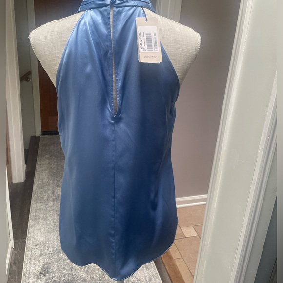 COPY - Cinq a sept silk tank with ties color is deja blue - Picture 2 of 3